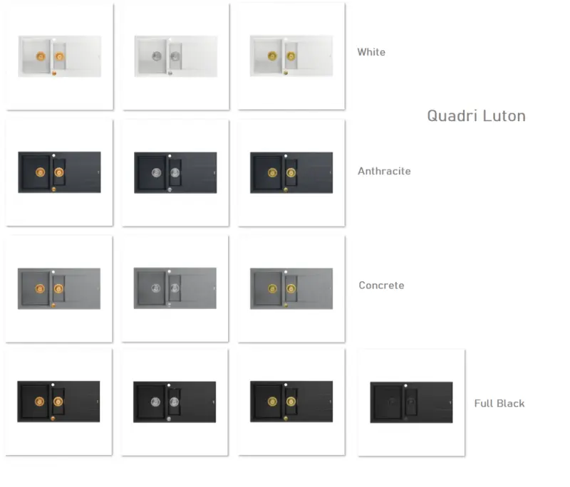 Quadri Luton antracitový žulový vestavný dřez s odkapávačem, oboustranný, 100x50cm, s měděnou zátkou 1208967321