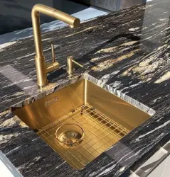 Lorreine SL odkapávací mřížka do dřezu PVD zlatá zlatý odkapávač 48x38 cm 1208967377