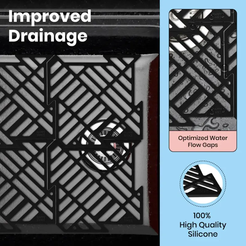 Magisso Happy Sink Puzzle černý ochranný podložka do dřezu, 4 kusy, černá, 32,5 x 32,5 cm, 1208967385