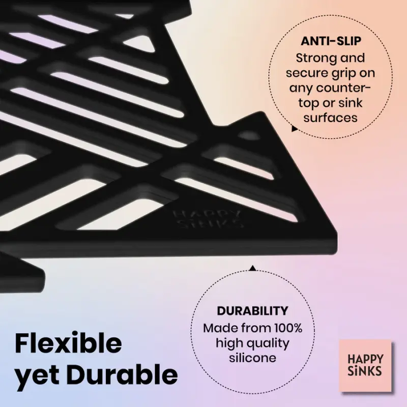 Magisso Happy Sink Puzzle černý ochranný podložka do dřezu, 4 kusy, černá, 32,5 x 32,5 cm, 1208967385