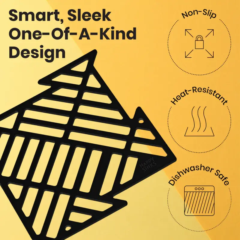 Magisso Happy Sink Puzzle černý ochranný podložka do dřezu, 4 kusy, černá, 32,5 x 32,5 cm, 1208967385