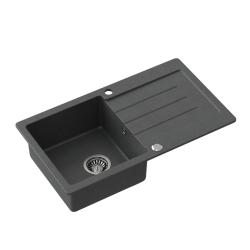 Quadri Kendal antracitový žulový dřez s odkapávací plochou 77x44 cm oboustranný 1208967397