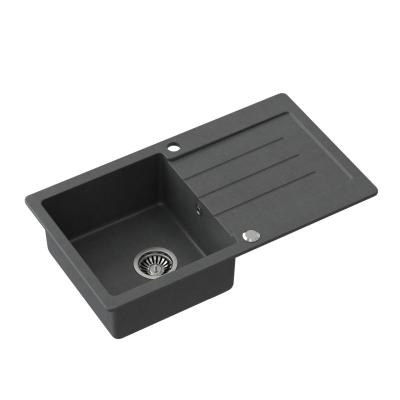 Quadri Kendal antracitový žulový dřez s odkapávací plochou 77x44 cm oboustranný 1208967397