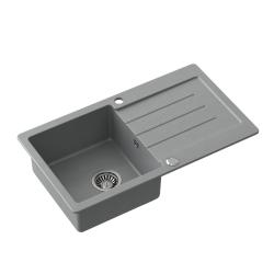 Quadri Kendal šedý žulový dřez s odkapávací plochou 77x44 cm oboustranný 1208967398