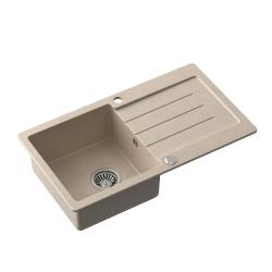 Quadri Kendal béžový pískový žulový dřez s odkapávací plochou 77x44cm oboustranný 1208967399