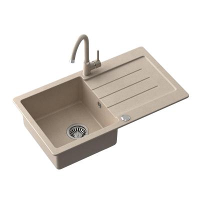 Quadri Kendal béžový pískový žulový dřez s odkapávací plochou 77x44cm oboustranný 1208967399