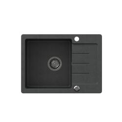 Quadri Kendal antracitový žulový dřez s odkapávací plochou 60x44 cm oboustranný 1208967400