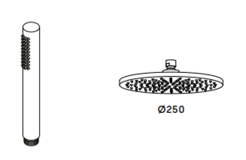 Waterevolution Flow sprchová sada s dešťovou sprchovou hlavicí, přírodní mosaz, 250mm T141N25LE