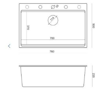 Quadri Hard Rock matně černý žulový nástavec velký dřez 76x50cm včetně měděné zátky a příslušenství 1208967423