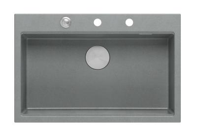 Quadri Hard Rock šedý žulový dřez 76x50 cm včetně nerezové zátky a příslušenství 1208967430