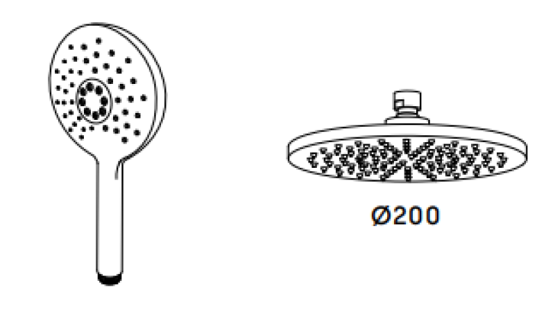 Waterevolution Flow sprchová kombinace s dešťovou sprchou matná černá 200mm T141NRPR