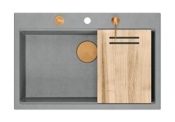 Quadri Hard Rock šedý žulový umyvadlo 76x50cm včetně měděné zátky a příslušenství 1208967435