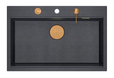 Quadri Hard Rock antracitový žulový dřez 76x50 cm včetně měděné zátky a příslušenství 1208967445