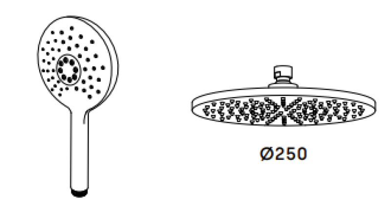 Waterevolution Flow sprchová kombinace s dešťovou sprchou RVS 250mm T141NR25IE