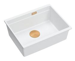 Quadri Newport II bílý žulový spodní dřez bílý 560x450mm s měděnou zátkou 1208967452