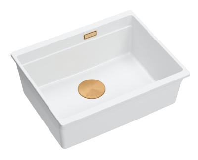 Quadri Newport II bílý žulový spodní dřez bílý 560x450mm s měděnou zátkou 1208967452