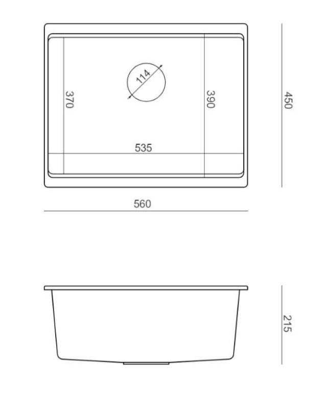 Quadri Newport II taupe granite undermount sink 560x450mm with stainless steel plug and cap 1208967453
