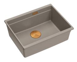 Quadri Newport II žulový podstavný taupe dřez 560x450mm s měděnou zátkou a odtokovou krytkou 1208967455