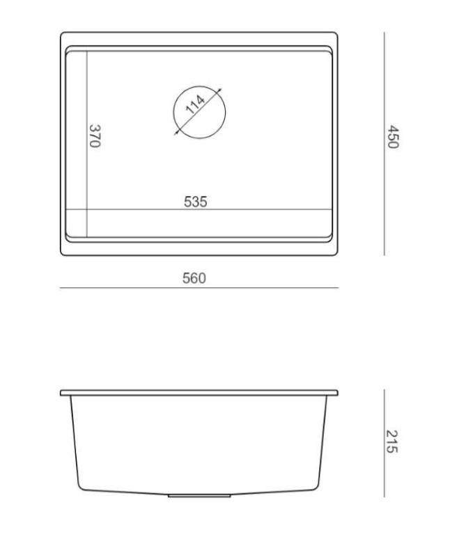 Quadri Newport II žulový podpultový šedý dřez 560x450mm se zlatou zátkou a odtokovým víčkem 1208967457