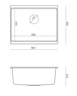Quadri Newport II žulový podstavný šedý dřez 560x450mm s měděnou zátkou a odtokovým víčkem 1208967458