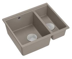 Quadri Newport II taupe 1,5 dřez granitový, montáž na pracovní desku a pod pracovní desku, 555x460 mm s nerezovou zátkou 1208967466