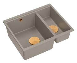 Quadri Newport II taupe 1,5 dřez žulový vestavný a podstavný dřez 555x460mm s měděnou zátkou 1208967468