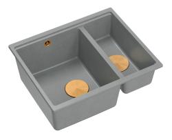 Quadri Newport II šedý 1,5 dřez žulový nadstavbový a podstavbový dřez 555x460mm s měděnou zátkou 1208967471
