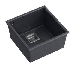 Quadri Quadrangle antracitový granitový dřez pod pracovní desku 42x42 cm s nerezovým uzávěrem 1208967486