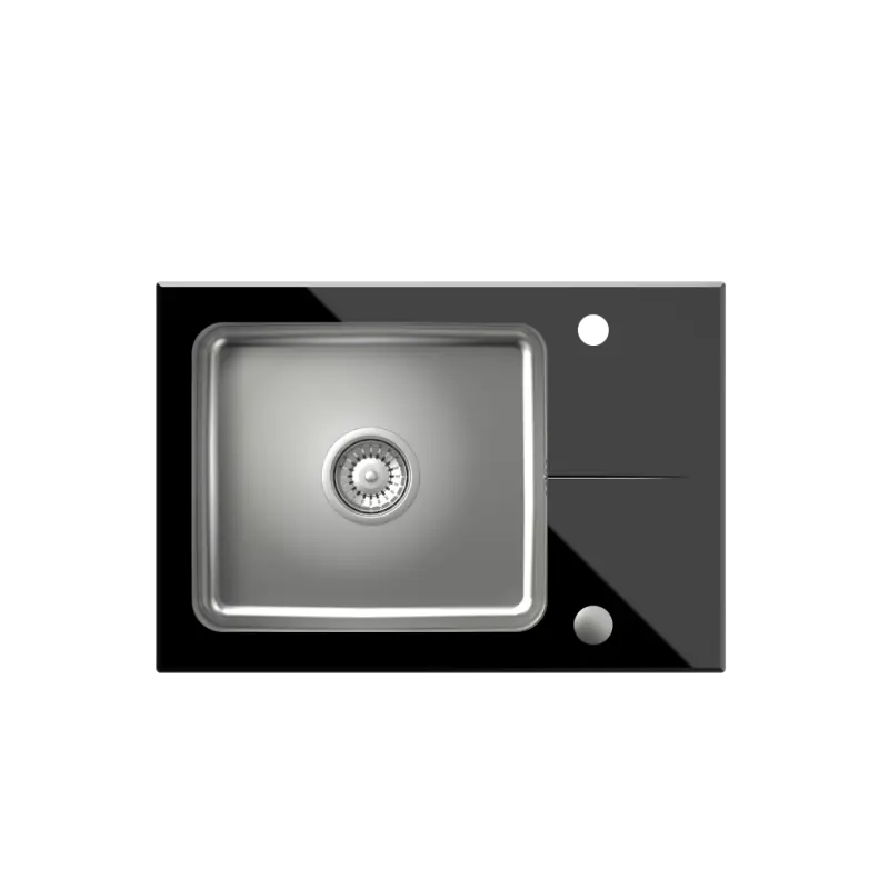 Quadri Glazz Set met keukenkraan en opbouw rvs spoelbak met zwarte glazen afdruipgedeelte 64x44cm omkeerbaar 1208967493

Quadri Glazz Sada s kuchyňskou baterií a vestavěným nerezovým dřezem s