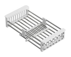 Quadri Univerzální vysouvací zásuvka, zásuvný košík nebo košík na zbytky z nerezové oceli s bílými rukojeťmi, šířka 225mm 1208967542