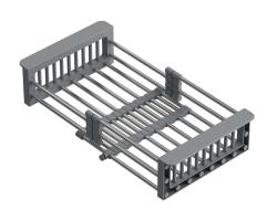 Quadri Univerzální výsuvný zásobník, vkládací košík nebo košík na zbytky, nerezová ocel s šedými rukojeťmi, šířka 225 mm, 1208967543