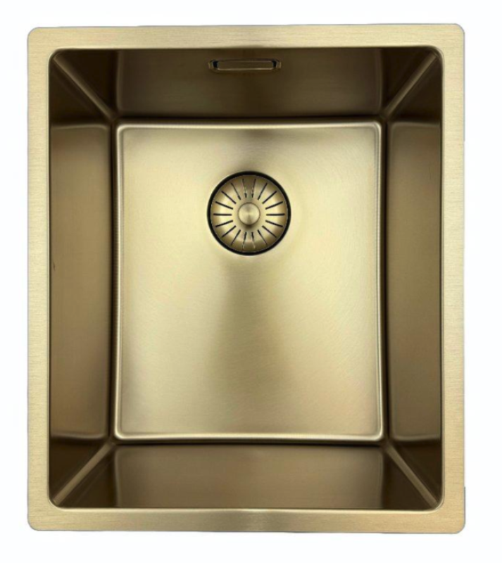 Pure.Sink Prestige dřez 34x40 cm PVD Zlatý 10mm radius spodní montáž, rovná montáž a horní montáž PPG3440-60
