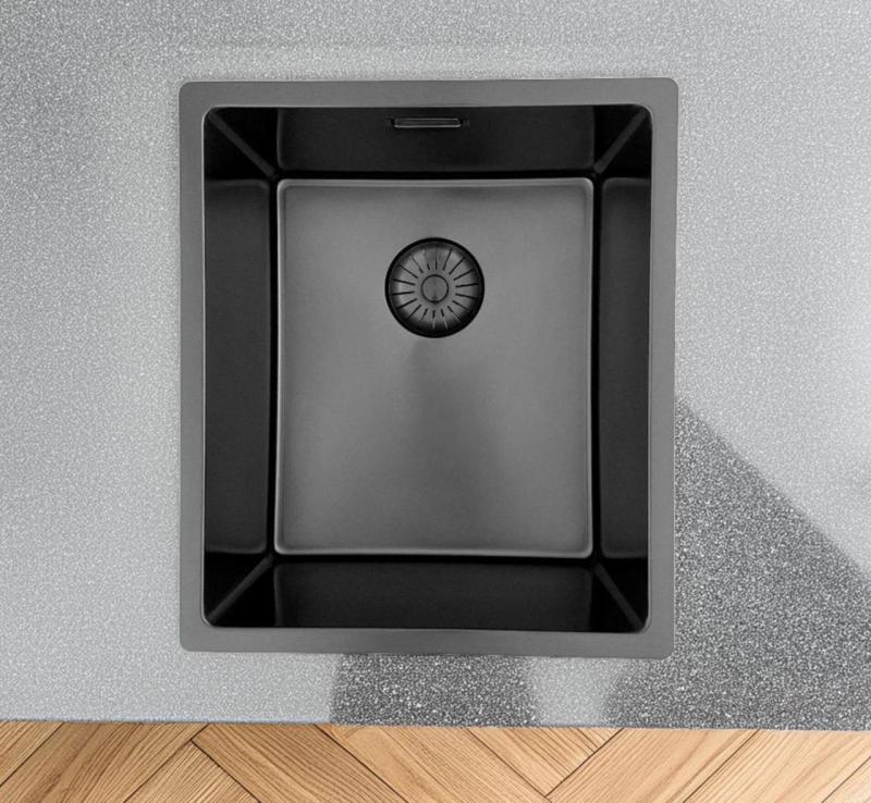 Pure.Sink Prestige dřez PVD gun metal 34x40 cm 10mm radius spodní montáž, plochá montáž a horní montáž PPG3440-61.