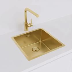 Pure.Sink Prestige dřez 40x40 cm PVD Zlato 10mm radius podstavba, rovná montáž a vestavba PPG4040-60.