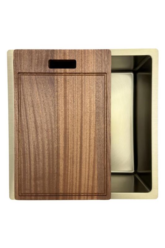 Pure.Sink Prestige dřez 40x40 cm PVD Zlato 10mm radius podstavba, rovná montáž a vestavba PPG4040-60.