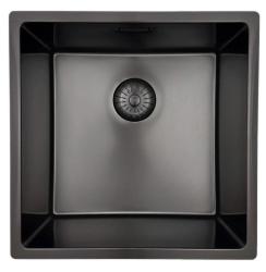Pure.Sink Prestige dřez 40x40 cm PVD Gun Metal 10mm radius spodní montáž, plochá montáž a horní montáž PPG4040-61.