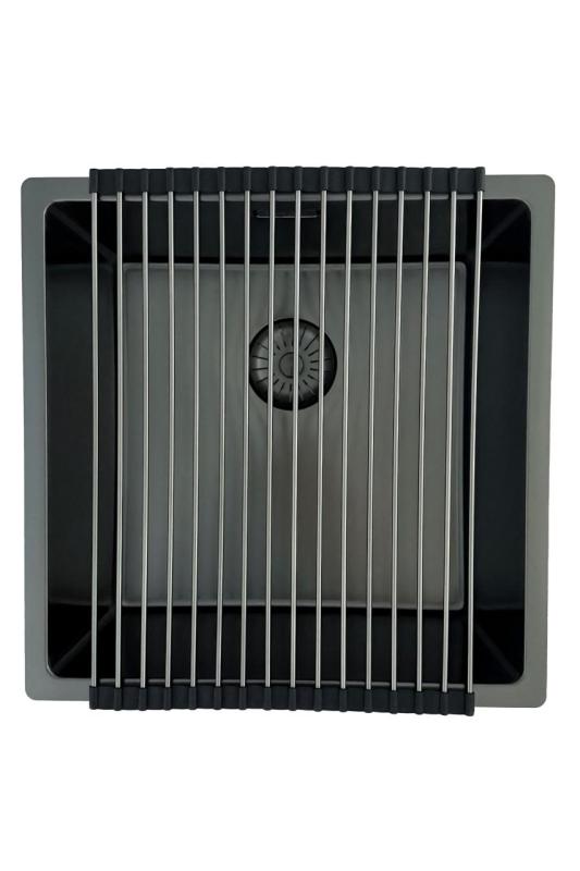 Pure.Sink Prestige dřez 40x40 cm PVD Gun Metal 10mm radius spodní montáž, plochá montáž a horní montáž PPG4040-61.