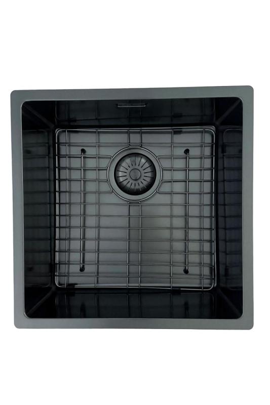 Pure.Sink Prestige dřez 40x40 cm PVD Gun Metal 10mm radius spodní montáž, plochá montáž a horní montáž PPG4040-61.