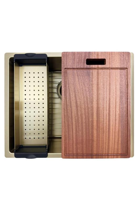 Pure.Sink Prestige dřez 50x40 cm PVD zlato 10mm radius pro spodní montáž, plochou montáž a horní montáž PPG5040-60