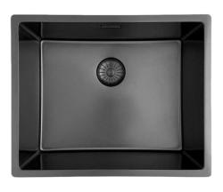 Pure.Sink Prestige dřez 50x40 cm PVD Gun Metal 10mm radius spodní montáž, plochá montáž a horní montáž PPG5040-61.