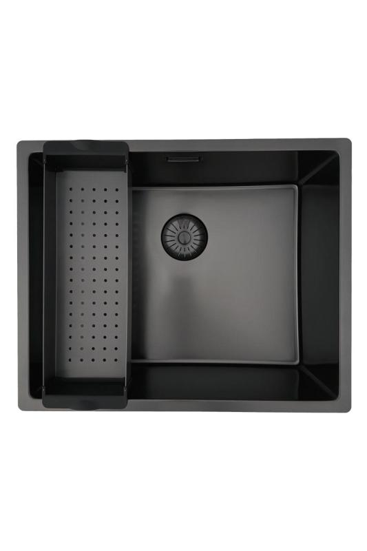 Pure.Sink Prestige dřez 50x40 cm PVD Gun Metal 10mm radius spodní montáž, plochá montáž a horní montáž PPG5040-61.