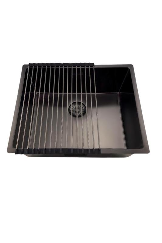 Pure.Sink Prestige dřez 50x40 cm PVD Gun Metal 10mm radius spodní montáž, plochá montáž a horní montáž PPG5040-61.