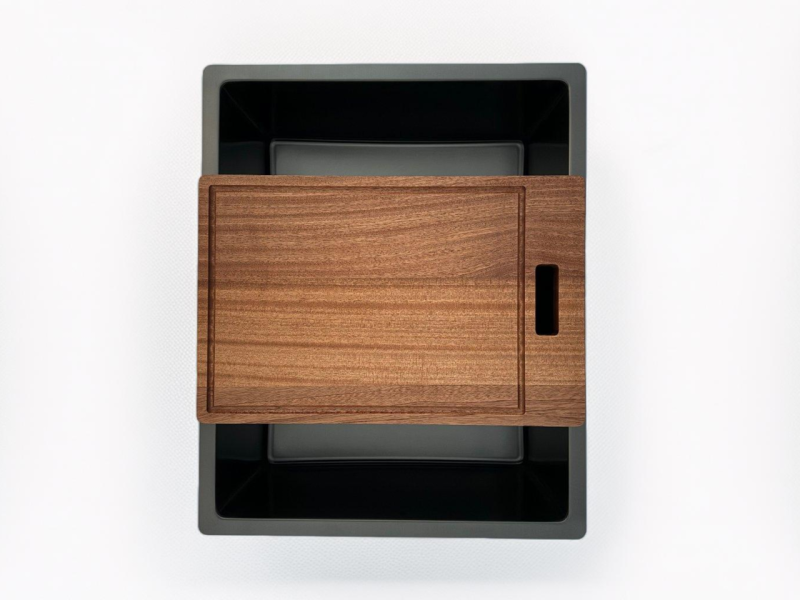 Pure.Sink Prestige dřez 50x40 cm PVD Gun Metal 10mm radius spodní montáž, plochá montáž a horní montáž PPG5040-61.