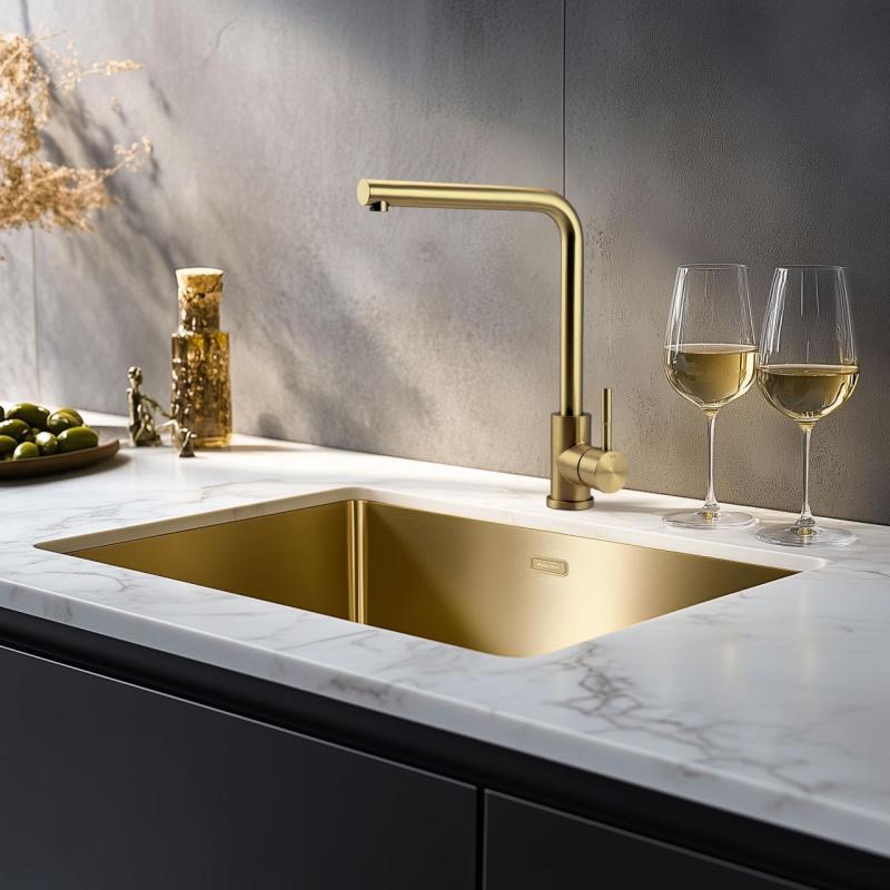 Pure.Sink Elite Steel Spark kuchyňská baterie PVD kartáčované zlato PS8040-60