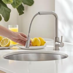 Pure.Sink Elite Steel Spark-S kuchyňská baterie z nerezové oceli s výsuvným výtokem PS8041-02
