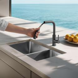 Pure.Sink Elite Steel Spark-S kuchyňská baterie PVD Gun Metal s výsuvnou hubicí PS8041-61