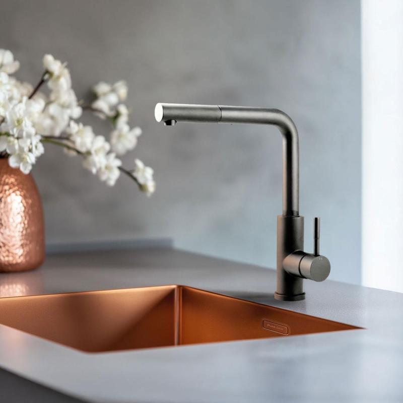 Pure.Sink Elite Steel Spark-S kuchyňská baterie PVD Gun Metal s výsuvnou hubicí PS8041-61