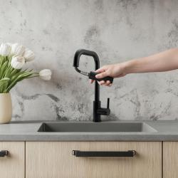 Pure.Sink Elite Steel Crystal-S kuchyňská baterie Matná černá s výsuvnou hubicí PS8050-10