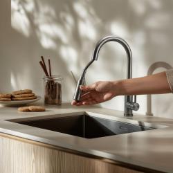 Pure.Sink Elite Steel Stream-S kuchyňská baterie z nerezové oceli s výsuvnou hubicí PS8045-02
