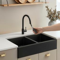 Pure.Sink Elite Steel Stream-S kuchyňská baterie Matná černá s výsuvným výtokem PS8045-10